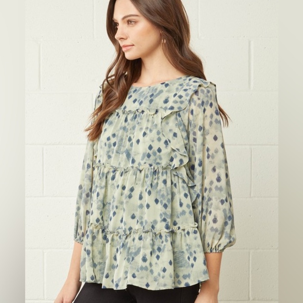 Entro Green Blue Top Size Small